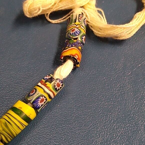 Ceramic African Trading Bead Necklace Upper Voltra few damaged beads see pic - Picture 9 of 11